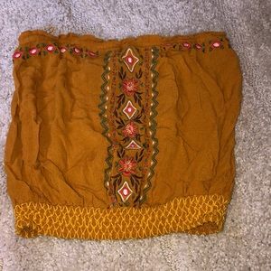 Mustard Boho flowy tube top